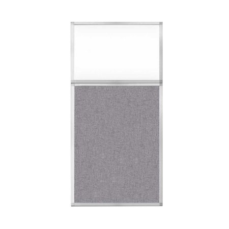 VERSARE Hush Panel Configurable Cubicle Partition 3' x 6' W/ Window Cloud Gray Fabric Clear Window 1852308-2